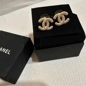 Chanel Earrings CC logo gold tone